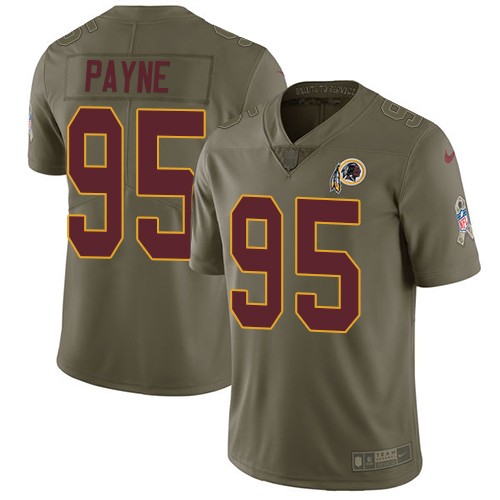 Nike Redskins #95 Da'Ron Payne Olive Men's Stitched NFL Limited Salute To Service Jersey - Click Image to Close
